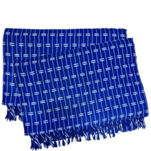 Sofa Throw Blanket, Brick Pattern, 2.20 X 1.60 Meters, Large Size, Sofa Cover Type, Cotton. - 藍色與米色 - 查看 2