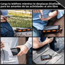Batería solar portátil USB de 20000 mAh. Cuerpo resistente, compatible con teléfonos móviles y diversos dispositivos. Incluye 2 luces LED con brújula. Una fuente de energía de emergencia esencial para viajes y acampadas al aire libre. Almacenamiento de energía solar de alta eficiencia. - Naranja - Ver 3
