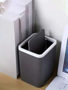 1pc Mini Trash Can With Lid,Small Desktop Garbage Can,Mini Plastic Waste Bin,Rotating Lid Design To Prevent Odor Leakage, Small Garbage Container For Office, Bedroom,Bathroom, Coffee Table, Office, Living Room, Kitche - Multicolor - View 7