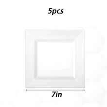 25/20/5pcs White Square Dessert Plates, Appetizer Plates, Hot Pot Plates, Stir Fry Plates, Heat-Resistant Dinnerware, 7inch/9.5inch, Suitable For Birthday, Wedding, Party, Various Events - White - View 13