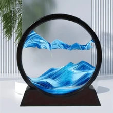 7-Inch Round, Available In Various Styles, Featuring A Flowing Sand Design. Ideal For Desktop Decorations And Home Décor, Suitable For Most Occasions, And A Perfect Holiday Gift. - Blue - View 6