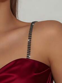 2 件水钻肩带装饰性胸罩肩带，可调节女士新娘内衣配饰，适合狂欢