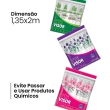Cortina de Box para Banheiro Vinil Com Visor Retangular 1,35x2m Estampas - Flores - Visão 5