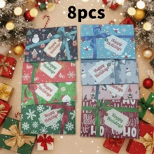 8/60个迷你信封，带圣诞元素，新年红包，3.94*2.76英寸，礼品卡信封，自粘信封，圣诞节，万圣节礼物，生日派对，婚礼，聚会，情书，节日贺卡 - 彩色 - 查看 13
