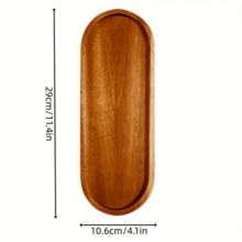 优雅的相思木浴室托盘，圆角矩形设计 - 多功能收纳架，适用于梳妆台、水疗中心和酒店式浴室台面