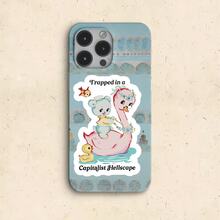 【反资本主义汽车贴纸】复古可爱天鹅熊 | 反资本主义、吃掉富人、社会主义、资本主义地狱景象贴纸 剪贴簿用品 趣味贴纸 笔记本电脑贴纸 Kindle 手机贴纸 - 彩色 - 查看 4