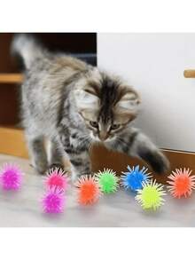 Self-Entertaining Cat Toy Balls In Random Colors, Automatically Rolling, Bouncy Balls For Kittens For Stress Relief And Exercise, Interactive Play Balls, Colorful Balls As Climbing Wall Toys, Cat Balls, Playful Design, Cat Enrichment, Fun Pet Accessories, Sturdy Construction, For Cat Owners