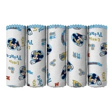 Set Of 5 Disney Mickey Mouse Baby Bibs 33x33cm With Crochet Hem - 100% Cotton Bibs, Soft Fabric, Excellent Size, Premium Quality, Baby Bib/Washcloth For Baby Layette - 米奇 - 查看 1