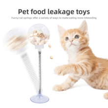 1pc Pet Slow Feeder Toy, Suction Cup Spring Shake Shake Leaky Food Cat Toy; Pet Boredom Shaking Self-Entertainment Leaky Food Shake Ball; Cat Teaser Spring, Multiple Play Ways To Make Mealtime More Fun - Clear - View 1