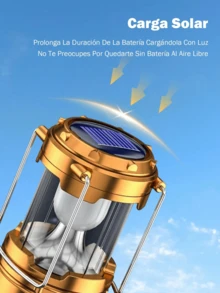 Rechargeable Solar Lamp, LED Camping Lamp, Essential For Outdoor Camping - Gold - View 4
