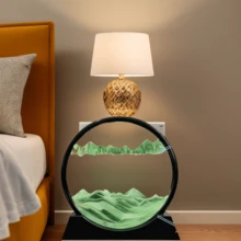 Redondo de 7 pulgadas, disponible en varios estilos, con un diseño de arena fluida. Ideal para decoraciones de escritorio y decoración del hogar, adecuado para la mayoría de las ocasiones y un regalo perfecto para las fiestas. - Verde - Ver 3