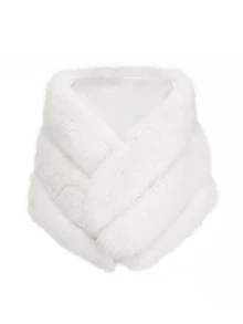 1pc Super Soft Faux Rabbit Fur Shawl, Elegant Vintage Artificial Fur Wrap, Suitable For Weddings, Formal Dinners And Other Occasions, Autumn/Winter,Accessories,Beach Towel - White - View 6