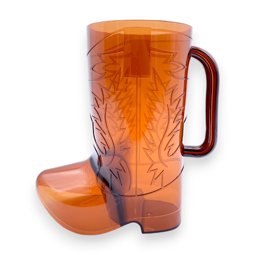 Vaso Tarro de Bota Vaquera Para Bebidas 750ml Diseño Temático Vaquero Norteño Fiesta Evento Celebración Extra Durable Reutilizable Colores Neón 1pz - Café integral - Ver 1