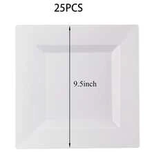 25/20/5pcs White Square Dessert Plates, Appetizer Plates, Hot Pot Plates, Stir Fry Plates, Heat-Resistant Dinnerware, 7inch/9.5inch, Suitable For Birthday, Wedding, Party, Various Events - White - View 12
