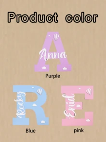Label Nama Kayu Kustom, Dekorasi Dinding yang Dipersonalisasi, Tanda Inisial yang Dapat Disesuaikan, Ornamen Natal yang Dapat Disesuaikan, Hadiah untuk Kamar, Ulang Tahun dan Keluarga, Hadiah untuk Anak-Anak - MultiWarna - View 7