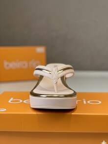 Women's Sandal, Clog Style, Beira Rio Brand, Comfortable, Stylish, Original Platform - /gold - View 6