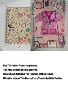 160页螺旋装订笔记本 - 医疗主题设计（听诊器和心跳图案），护理学校必备，护理毕业礼物，便携式旅行日记和个人日记，护士感谢礼物，专业计划本，医疗主题封面，螺旋装订 - 彩色 - 查看 8