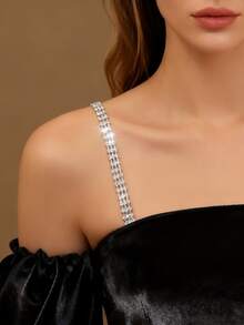 2 件水钻肩带装饰性胸罩肩带，可调节女士新娘内衣配饰，适合狂欢