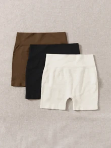 Women Sports Shorts - Black+White+Brown - View 2