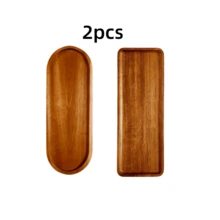 优雅的相思木浴室托盘，圆角矩形设计 - 多功能收纳架，适用于梳妆台、水疗中心和酒店式浴室台面