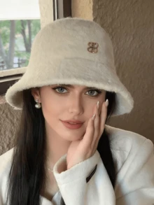 1顶女士冬季抓绒渔夫帽，时尚加厚款式，保暖冬帽，适合搭配羊毛大衣、冬季服装和套装 - 彩色 - 查看 13