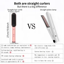 Alisador y rizador de cabello 2 en 1, cepillo de peinado con calentamiento rápido, temperatura ajustable, diseño anti-quemaduras, fácil peinado, diseñado para mujeres, adecuado para peinados femeninos, regalo para vacaciones, regalo del Día de la Madre - Ver 12
