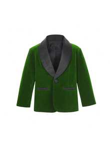 1pc Boys' Gentleman Suit Jacket, Shawl Neck Blazer, Young Boy Formal Wear For Birthday, Wedding - Green - View 18