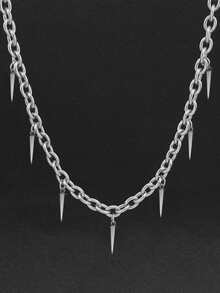 1入組男士時尚不鏽鋼螺釘裝飾吊墜項鍊，日常佩戴