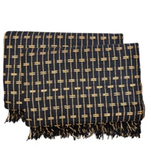 Sofa Throw Blanket, Brick Pattern, 2.20 X 1.60 Meters, Large Size, Sofa Cover Type, Cotton. - 黑色與焦糖色 - 查看 2