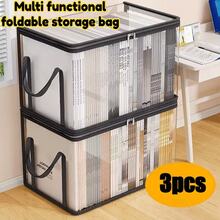 3pcs Heavy Duty Transparent Storage Boxes With Flip Lids - Large Rectangular Organizer Bins, Space-Saving Stackable Design For Books, Clothes, Office, Home, Travel - Durable Plastic Storage Containers For Home Organization