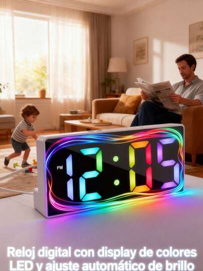 1/3/5pcs Reloj Despertador Digital LED para Mesa - Pantalla Grande, Brillo Ajustable - Ideal para Dormitorio, Oficina, Escritorio