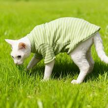 Classic Striped Two-Leg Jumpsuit Cat Clothes, Suitable For Sphynx And Small/Medium Cats, Machine Washable, Suitable For All Seasons