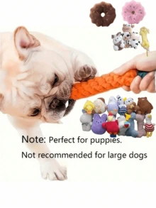 10pcs Indestructible Dog Chew Toys Set, Plush + Rope + TPR + Silicone Materials, Teeth Cleaning Chew Toys For Small Dogs, No Battery Required (Random Assortment) - Multicolor - View 11