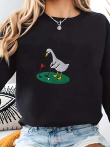 Silly Goose Golf Shirt,   Golf Sweatshirt, Gift For Her Sweatshirt - 黑色 - 查看 2