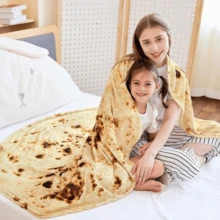 Burrito Tortilla Realistic Details Design, Coral Fleece Plush Throw Blankets For Bed Bedroom Warm Bedroom Quilt, Novelty Food Sofa Blanket Fun Gift Idea, Unique Texture - trắng - Xem 5
