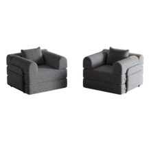 Chenille 2-In-1 Sofa Bed With Armrest Storage, Three Metal Frames, And Multiple Configuration Options. Two-Piece Set - Grey + Chenille + 2 Seat - View 8