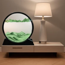 Redondo de 7 pulgadas, disponible en varios estilos, con un diseño de arena fluida. Ideal para decoraciones de escritorio y decoración del hogar, adecuado para la mayoría de las ocasiones y un regalo perfecto para las fiestas. - Verde - Ver 1