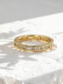 Charm-In 1pc Women's Cubic Zirconia Embellished Everyday Commute Ring - Gold - View 3