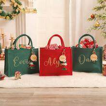 Custom Red Burlap Christmas Gift Bag & Charm,2025 Holiday Gift Bag With Name, Christmas Eve Gift Bag, Red Tote Gift Bags, Christmas Tree Bag, Holiday Gift Bag, Party Bags,Chic Design