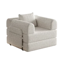 Chenille 2-In-1 Sofa Bed With Armrest Storage, Three Metal Frames, And Multiple Configuration Options. Two-Piece Set - Khaki + Chenille + 1 Seat - View 11