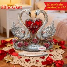 Enfeite de mesa em formato de rosa para o Dia dos Namorados (1 unidade), com design de cisne e rosa vermelha, ideal para decoração de mesa de escritório, presente para o Dia dos Namorados/Dia das Mães, feito de acrílico 2D. - Multicolorido - Ver 16