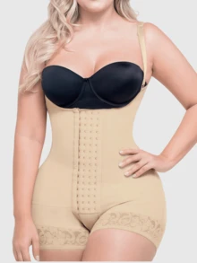 1 件哥伦比亚女士塑身衣收腹连体衣、塑身衣、女士塑身短裤、高压缩塑身衣、紧身裤、经典日常穿着 - 杏色 - 查看 3