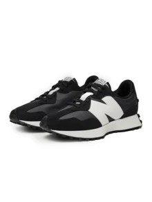 New Balance 327 Giày thể thao Unisex Thể thao Tập gym Thường ngày Chạy bộ Tập luyện chéo Đi bộ Thoải mái Đệm thoáng khí Da lộn Cổ thấp Buộc dây Bền Dễ phối đồ Đường phố Đen Trắng US4-US13 U327FB - đen - Xem 2