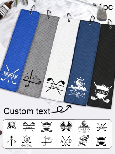 Personalized Golf Towel - Custom Golf Towel - Golf Gift - Embroidered Golf Towel, Customized Sports Towels, Gift For Him -Gift For Father-Golf Towel LOGO, Colorful,Cute,Adorable,Funny,Kawaii,Y2K,Stylish,Unisex,Casual,Custom,Personalized,Unique,Customized,Ideal Gifts For Him,Ideal Gifts For Her,Her,Boyfriend,Girlfriend,Family,Friends,School Supplies