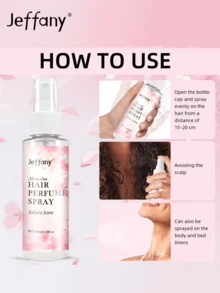 Jeffany 3.38oz Cherry Blossom Multi-Action Hair Spray - Moisturizing & Nourishing, Long-Lasting Fragrance, Softens Hair, Adds Shine, Ideal For Dry Hair, Daily Hair Care, Unisex Adult Use, Hair Perfume Spray, Sleek Bottle Design, Elegant Label Design - Baby Pink - View 8