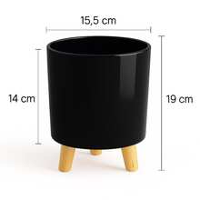 Modern Minimalist Tripod Decorative Plant Pot - Black - View 1