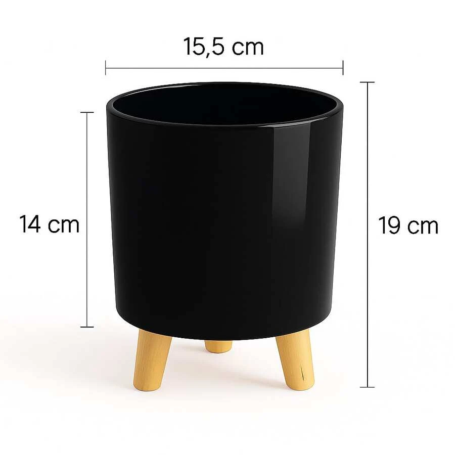 Modern Minimalist Tripod Decorative Plant Pot - Black - View 1