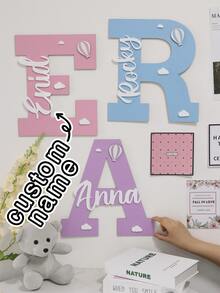 Label Nama Kayu Kustom, Dekorasi Dinding yang Dipersonalisasi, Tanda Inisial yang Dapat Disesuaikan, Ornamen Natal yang Dapat Disesuaikan, Hadiah untuk Kamar, Ulang Tahun dan Keluarga, Hadiah untuk Anak-Anak - MultiWarna - View 1