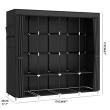 1 Large Portable Closet Storage Wardrobe - Sturdy Steel Frame, Durable Rack, Ample Space, Dust Cover - Perfect For Rental Homes And Basic Bedroom Furniture - Negro - Ver 5