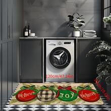 Christmas Gingerbread Man Pattern Kitchen Mat Set, Anti-Fatigue Anti-Slip Flannel Carpet, Suitable For Sink, Bedroom, Living Room, Dining Room, Easy To Clean, Stain Resistant, Made Of Polyester, Machine Washable - Multicolor - View 6